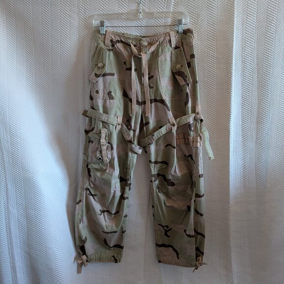 SMFK WildWorld Paratrooper Pants Desert Camo Cargo Utility Streetwear Size Small - Picture 5 of 15